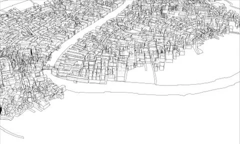 Outline city concept. Wire-frame style Stock Illustration