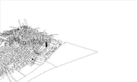 Outline city concept. Wire-frame style Stock Illustration