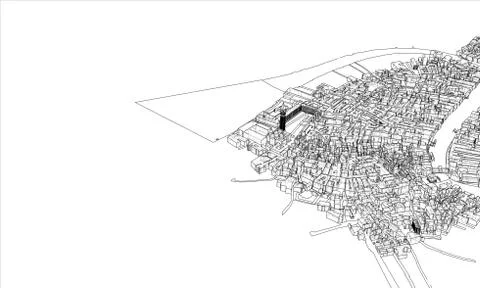 Outline city concept. Wire-frame style Stock Illustration