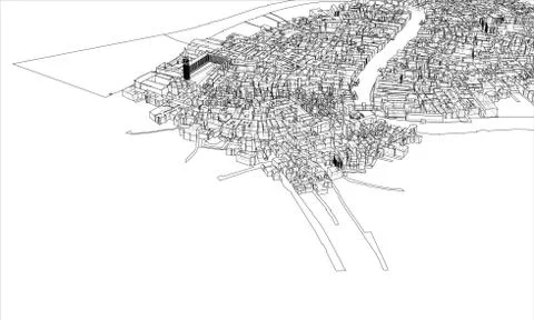 Outline city concept. Wire-frame style Stock Illustration