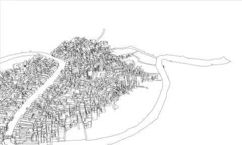 Outline city concept. Wire-frame style Stock Illustration