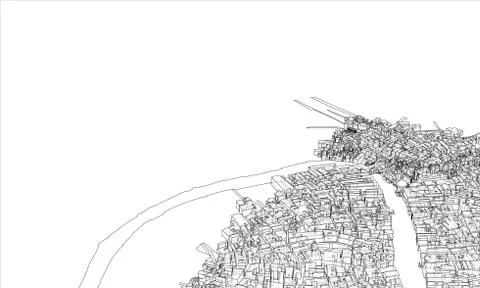 Outline city concept. Wire-frame style Stock Illustration