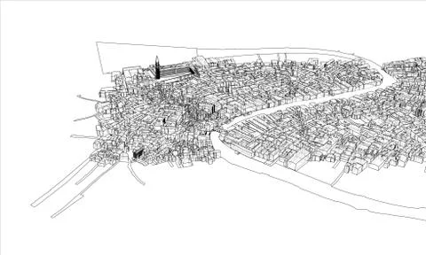 Outline city concept. Wire-frame style Illustrazione stock