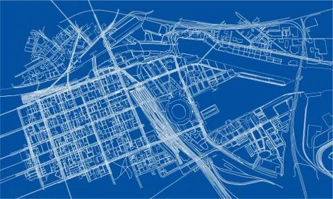 Outline city concept. Wire-frame style Stock Illustration