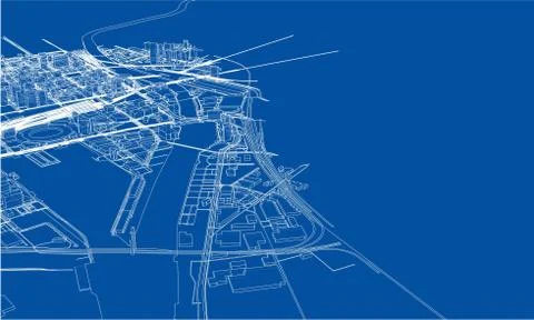 Outline city concept. Wire-frame style Stock Illustration