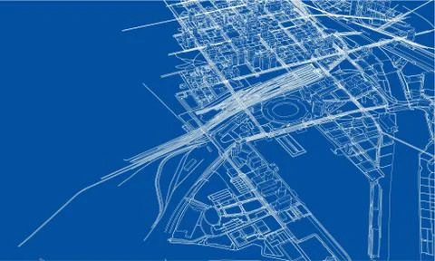 Outline city concept. Wire-frame style Stock Illustration