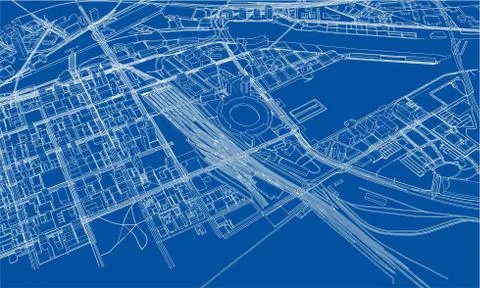 Outline city concept. Wire-frame style Stock-Illustration