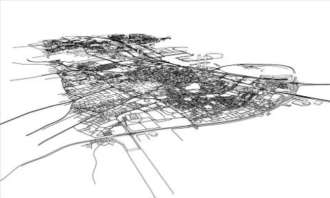 Outline city concept. Wire-frame style Stock Illustration