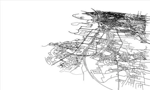Outline city concept. Wire-frame style Stock Illustration