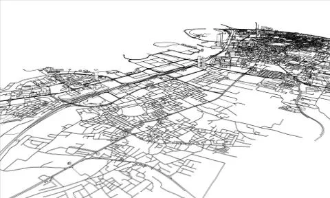 Outline city concept. Wire-frame style Stock Illustration