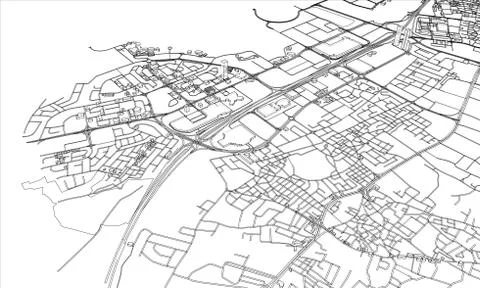Outline city concept. Wire-frame style Illustrazione stock