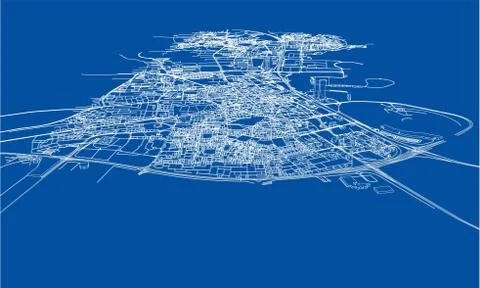Outline city concept. Wire-frame style イラスト素材