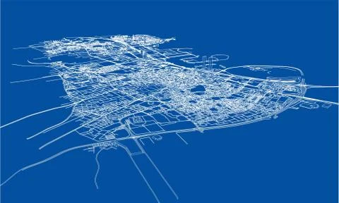 Outline city concept. Wire-frame style Stock Illustration
