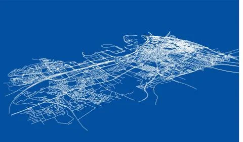 Outline city concept. Wire-frame style Stock Illustration