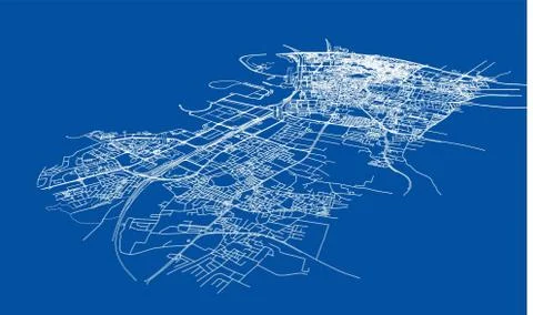 Outline city concept. Wire-frame style Stockillustratie