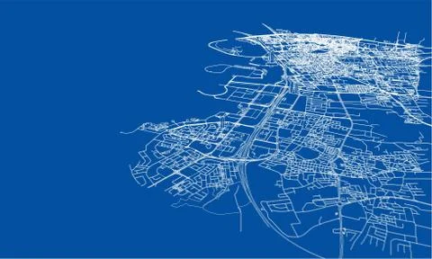 Outline city concept. Wire-frame style Stock Illustration