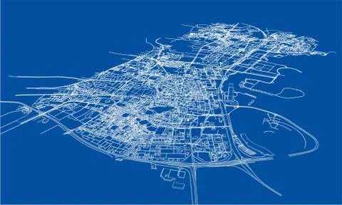 Outline city concept. Wire-frame style Stock Illustration