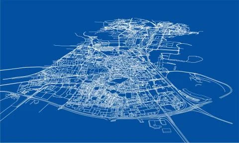 Outline city concept. Wire-frame style Stock Illustration