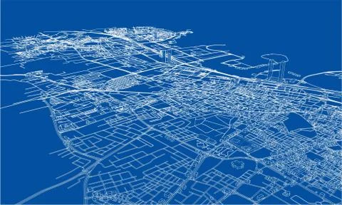 Outline city concept. Wire-frame style Stock Illustration