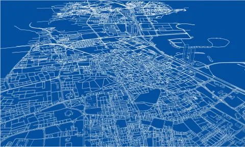 Outline city concept. Wire-frame style Stock Illustration