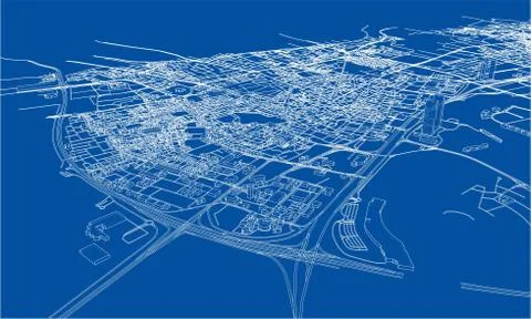 Outline city concept. Wire-frame style Stock Illustration
