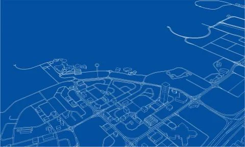 Outline city concept. Wire-frame style Stock Illustration