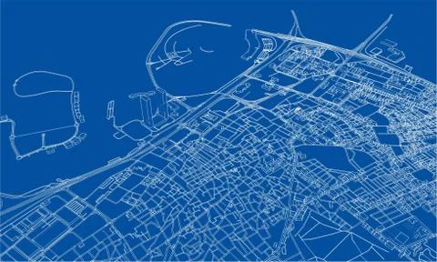 Outline city concept. Wire-frame style 스톡 일러스트
