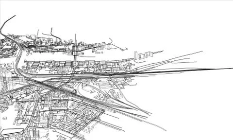 Outline city concept. Wire-frame style 库存插图