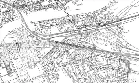 Outline city concept. Wire-frame style Stock Illustration