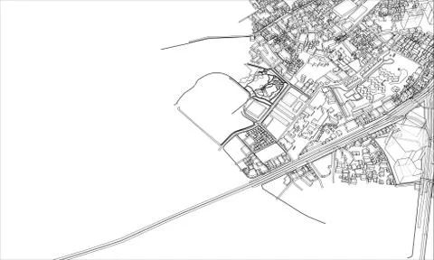 Outline city concept. Wire-frame style 库存插图