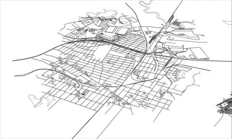Outline city concept. Wire-frame style 库存插图