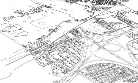 Outline city concept. Wire-frame style イラスト素材