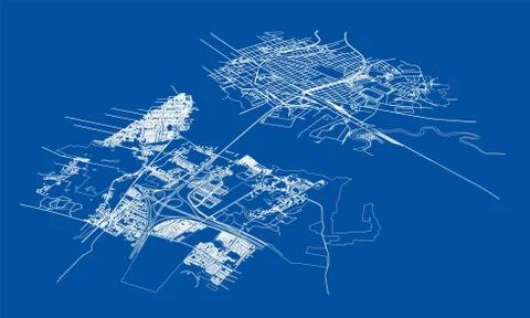 Outline city concept. Wire-frame style Stock Illustration