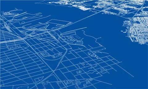 Outline city concept. Wire-frame style Stock Illustration