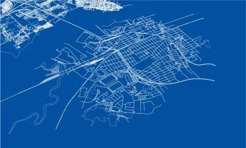Outline city concept. Wire-frame style Illustrazione stock