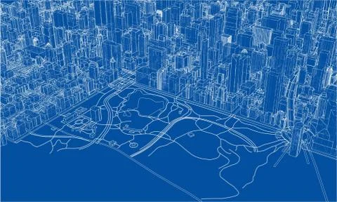 Outline city concept. Wire-frame style Stock Illustration