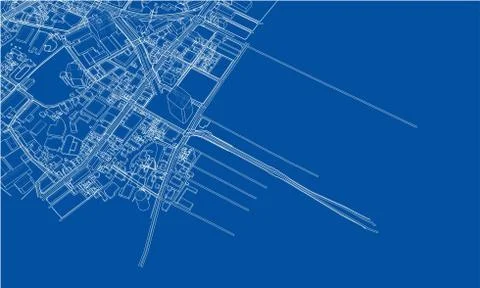 Outline city concept. Wire-frame style Stock Illustration