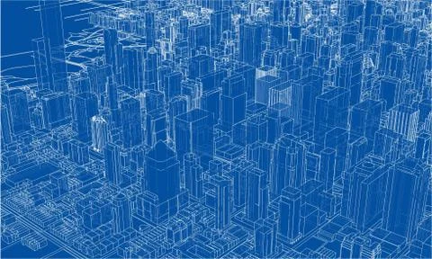 Outline city concept. Wire-frame style Stock Illustration