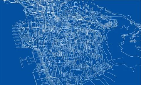 Outline city concept. Wire-frame style Stock Illustration
