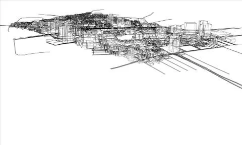 Outline city concept. Wire-frame style Stock Illustration