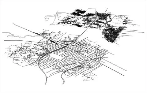 Outline city concept. Wire-frame style イラスト素材