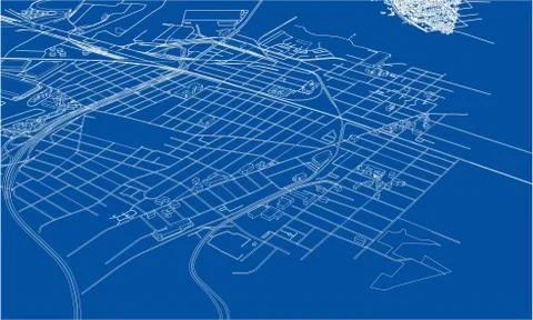 Outline city concept. Wire-frame style Stock Illustration