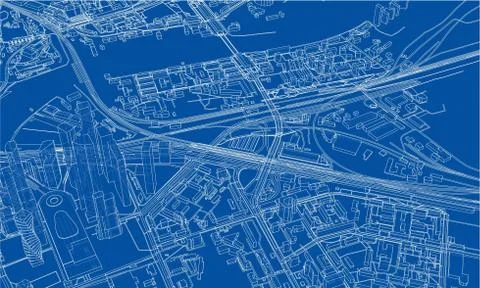 Outline city concept. Wire-frame style 库存插图