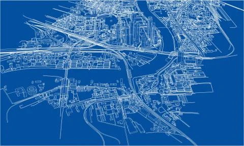 Outline city concept. Wire-frame style Stock Illustration