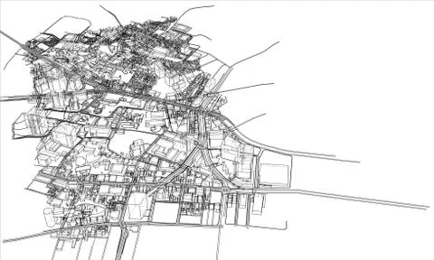 Outline city concept. Wire-frame style 스톡 일러스트