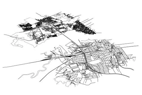 Outline city concept. Wire-frame style 库存插图
