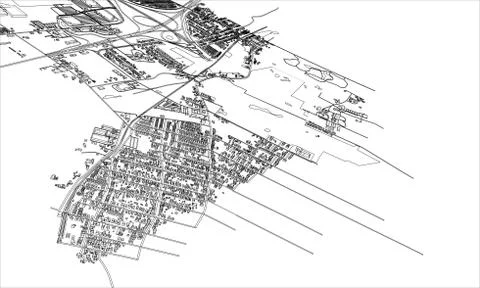 Outline city concept. Wire-frame style Stock Illustration