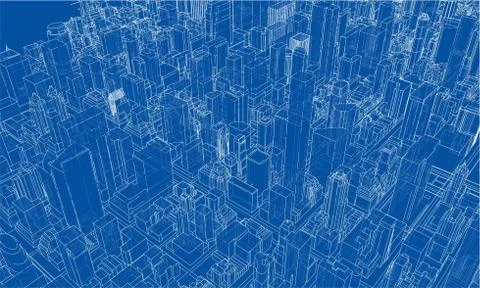 Outline city concept. Wire-frame style 库存插图