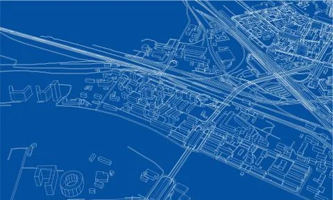 Outline city concept. Wire-frame style Stock Illustration