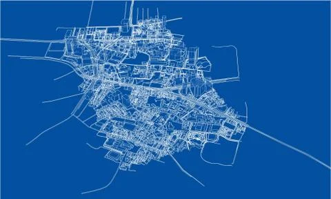 Outline city concept. Wire-frame style 스톡 일러스트